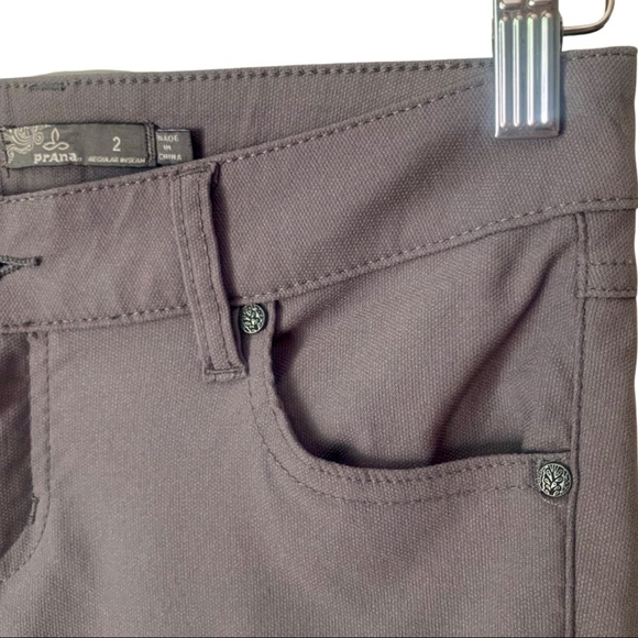 PRANA Brenna Moto Stretch Skinny Pants Mid Rise Gravel Nylon Size 2 - Picture 8 of 15